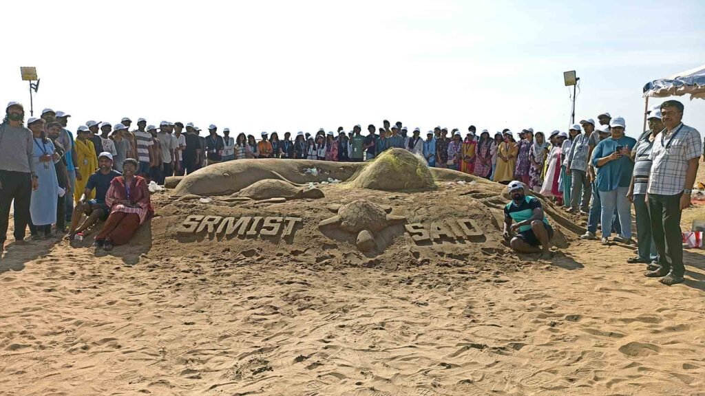 srm sand art campaign besant nagar beach
